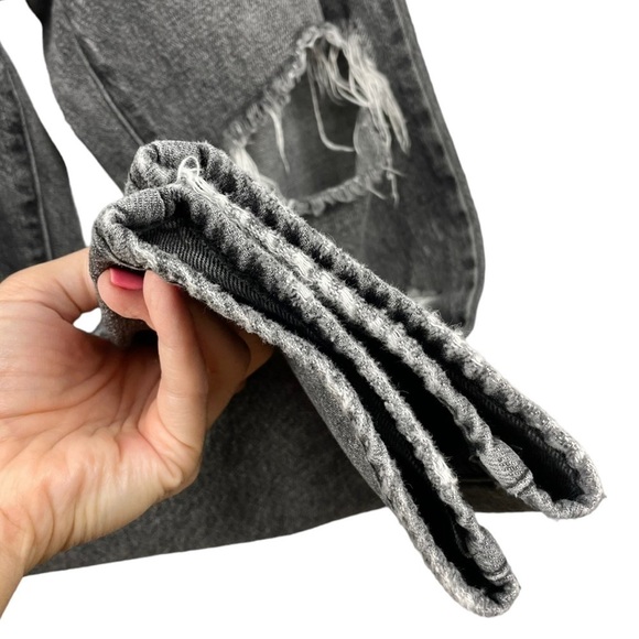 BDG Distressed w/ Rips High Rise Slim Straight Charcoal Wash Jeans Size 24 - Picture 8 of 9